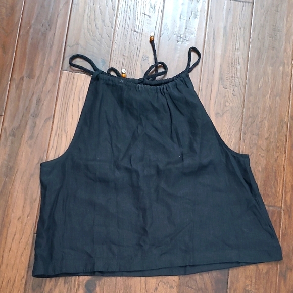 Nicole Miller 100% Linen Black Halter Top with adjustable tie in the back sizeXL - Picture 1 of 9